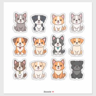 Cute Cartoon Dog Sticker Set With Bright Colours