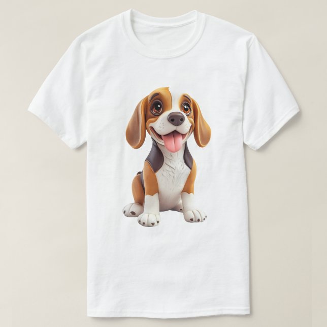 Cute Cartoon Dog T-Shirt (Design Front)