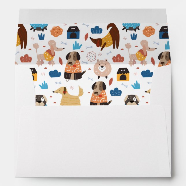 Cute Cartoon Dog Theme Birthday Party Envelope (Back (Bottom))