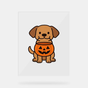 Cute Cartoon Dog Trick-or-Treating Classic T-Shirt Acrylic Sign