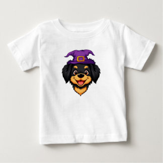 Cute Cartoon Dog Wearing a Purple Witch Hat Baby T-Shirt