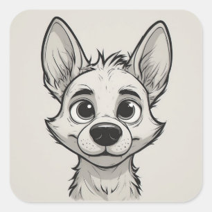 Cute Cartoon Dog With Big Eyes Puppy Portrait Square Sticker