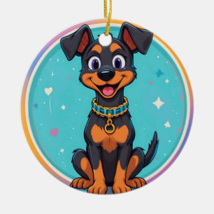 Cute Cartoon Dog With Collar Ceramic Tree Decoration