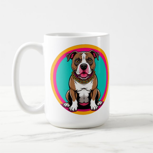 Cute Cartoon Dog with Collar Coffee Mug (Left)