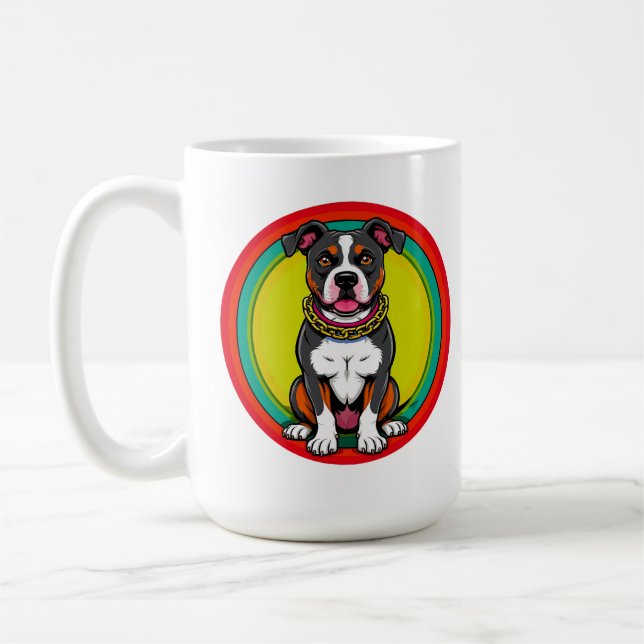 Cute Cartoon Dog with Collar Coffee Mug (Left)