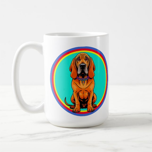 Cute Cartoon Dog with Collar Coffee Mug (Left)