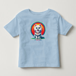 Cute Cartoon Dog with Colourful Artistic Backgroun Toddler T-Shirt