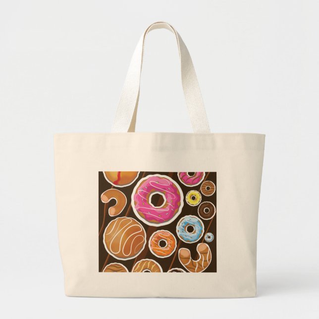 Cute Cartoon Dognuts Large Tote Bag (Front)