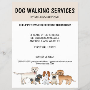 Cute Cartoon Dogs - Dog Walking Services Flyer