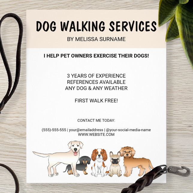 Cute Cartoon Dogs - Dog Walking Services Flyer (Creator Uploaded)