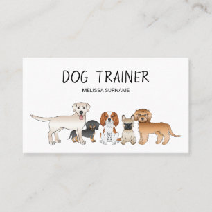 Cute Cartoon Dogs Illustration - Dog Trainer Business Card