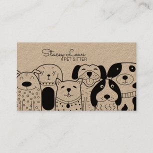 Cute Cartoon Dogs Pet Sitter Dog Walker Business Card