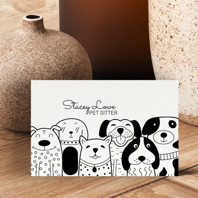 Cute Cartoon Dogs Pet Sitter | Dog Walker Business Card (Creator Uploaded)