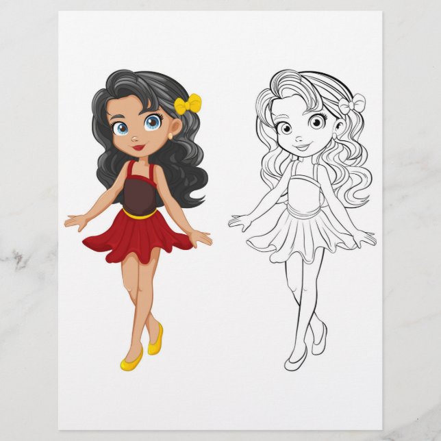 Cute Cartoon doll colouring page (Front)