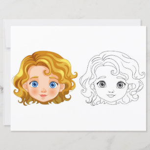 Cute Cartoon doll head colouring page