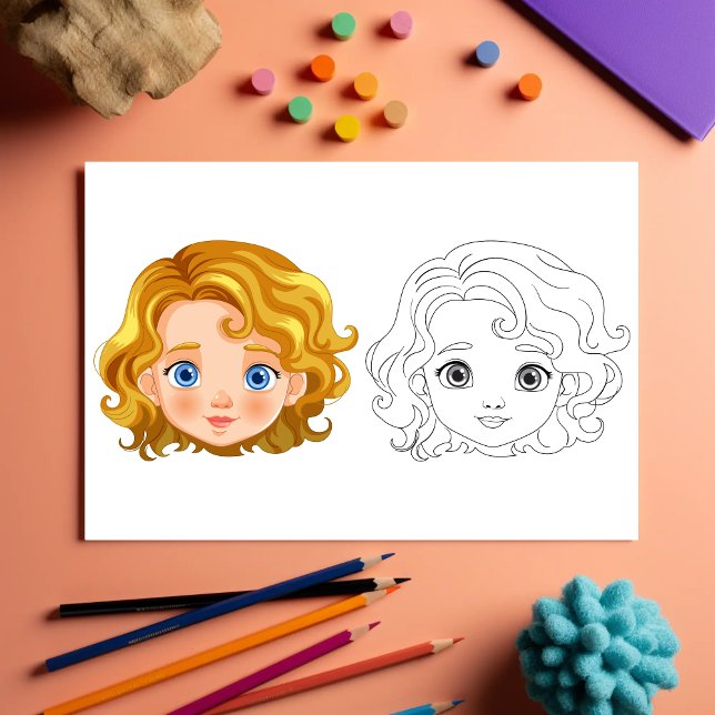 Cute Cartoon doll head colouring page (Creator Uploaded)