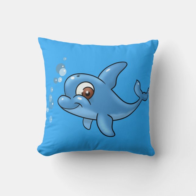 Cute Cartoon Dolphin Cushion (Front)