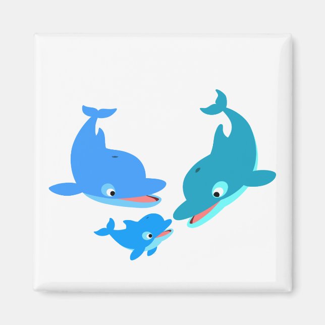 Cute Cartoon Dolphin Family Magnet (Front)