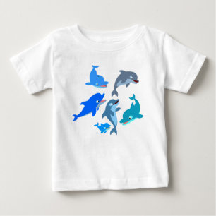 Cute Cartoon Dolphin Pod Baby T-Shirt