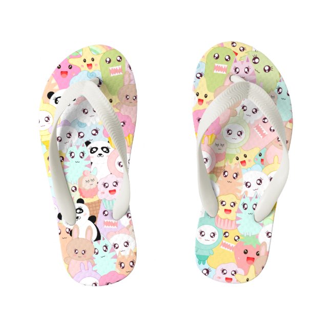 Cute cartoon doodles kid's jandals (Footbed)
