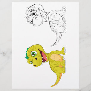 Cute Cartoon dragon colouring page