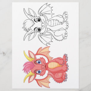 Cute Cartoon dragon colouring page