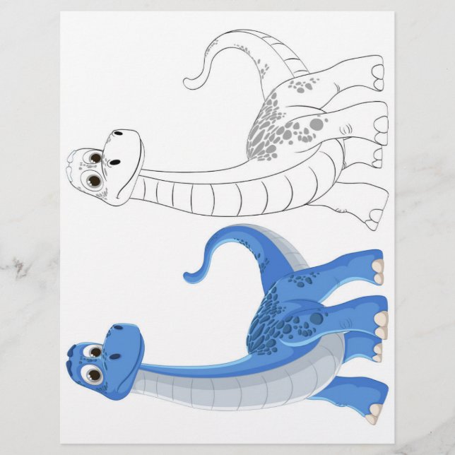 Cute Cartoon  dragon  colouring page (Front)