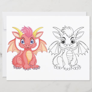 Cute Cartoon dragon colouring page