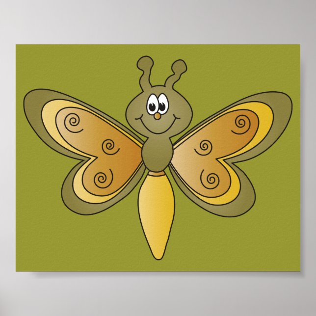 Cute Cartoon Dragonfly Poster (Front)