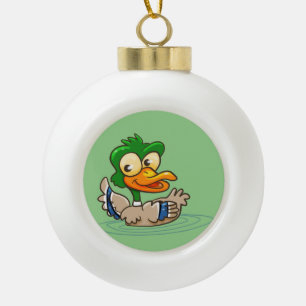 Cute Cartoon Duck Ceramic Ball Christmas Ornament