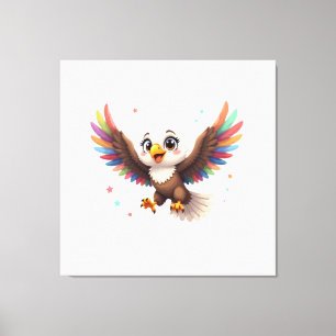 Cute Cartoon Eagle Flying – Friendly Vector Art Canvas Print