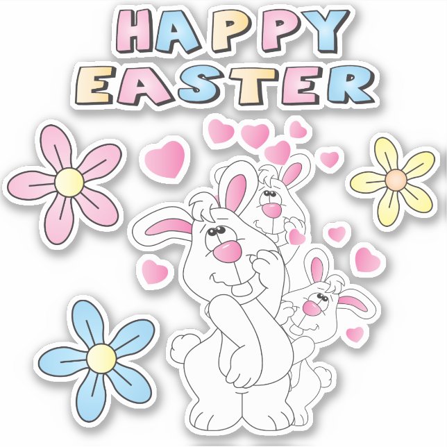 Cute Cartoon Easter Bunnies (Front)