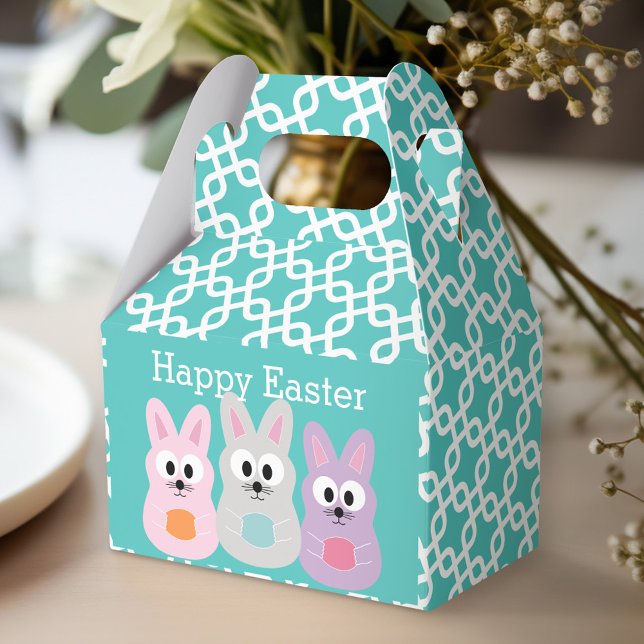 Cute Cartoon Easter Bunny with Custom Name Favour Box (Personalized favor box - Easter party)