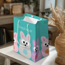 Cute Cartoon Easter Bunny with Custom Name