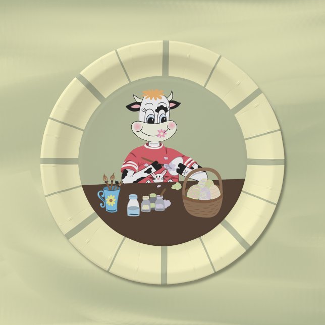 Cute cartoon Easter paper plates (Cute Easter paper plate)