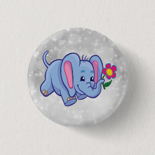 Cute cartoon elephant 3 cm round badge
