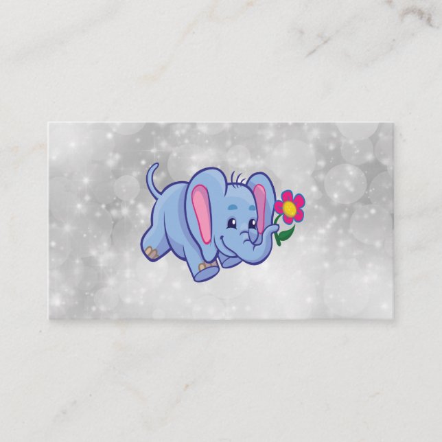 Cute cartoon elephant business card (Front)