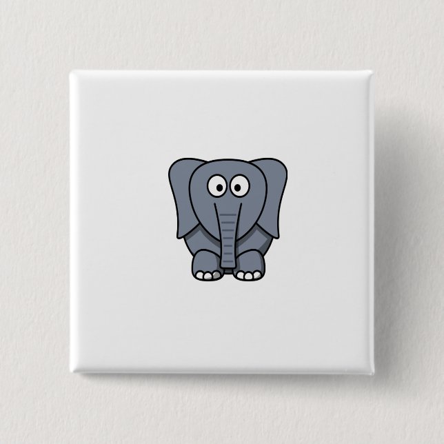 Cute Cartoon Elephant Clipart 15 Cm Square Badge (Front)