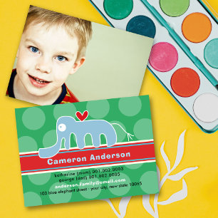 Cute Cartoon Elephant Colourful Kid's Profile Phot Calling Card