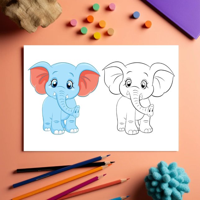 Cute Cartoon elephant colouring page (Creator Uploaded)