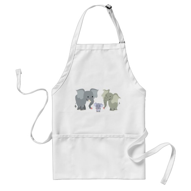 Cute Cartoon Elephant Family Apron (Front)
