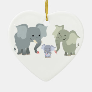 Cute Cartoon Elephant Family Ornament