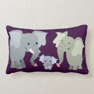 Cute Cartoon Elephant Family Pillow