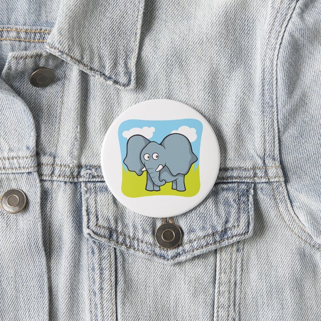 Cute Cartoon Elephant Fun Jungle Animal  7.5 Cm Round Badge (Creator Uploaded)