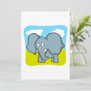 Cute Cartoon Elephant Fun Jungle Animal Invitation