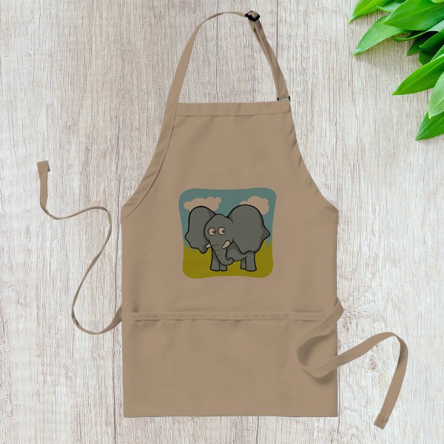 Cute Cartoon Elephant Fun Jungle Animal  Standard Apron (Creator Uploaded)