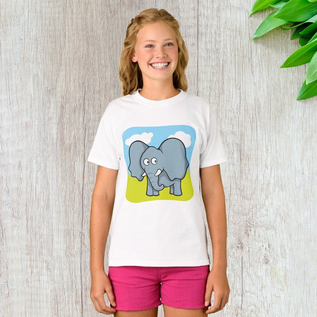 Cute Cartoon Elephant Fun Jungle Animal  T-Shirt (Creator Uploaded)