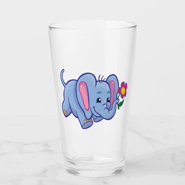 Cute cartoon elephant glass (Front)