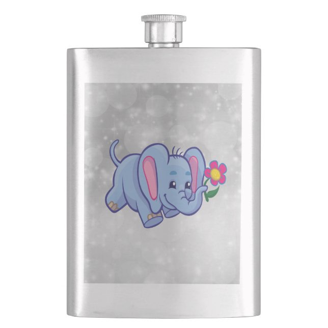 Cute cartoon elephant hip flask (Front)
