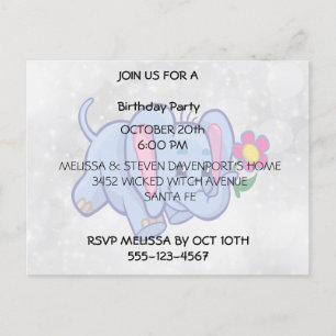 Cute cartoon elephant invitation postcard